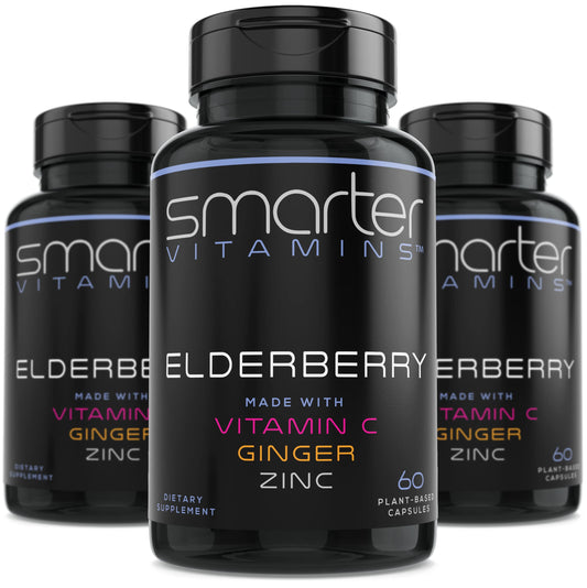 (3 Pack) Smarter Elderberry Capsules + Vitamin C & Zinc – 180 Vegan Pills