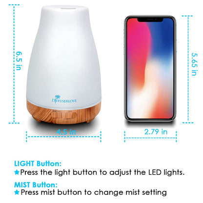 300ML Diffuser with Remote Control – Aromatherapy Diffuser with 7 Color LED Lights for Bedroom, Office, Yoga