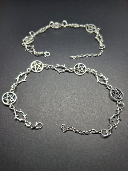 Bracelet , Pentagram and thorn detail , Occult / Ritual Jewelry :goth witch witchy