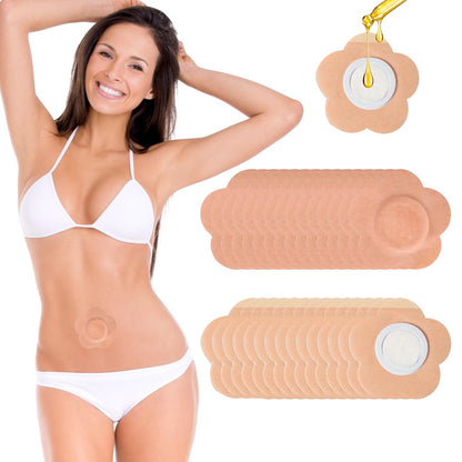 32 Pcs Castor Oil Belly Button Patches – Disposable Anti-Leakage 2.8x2.8 in