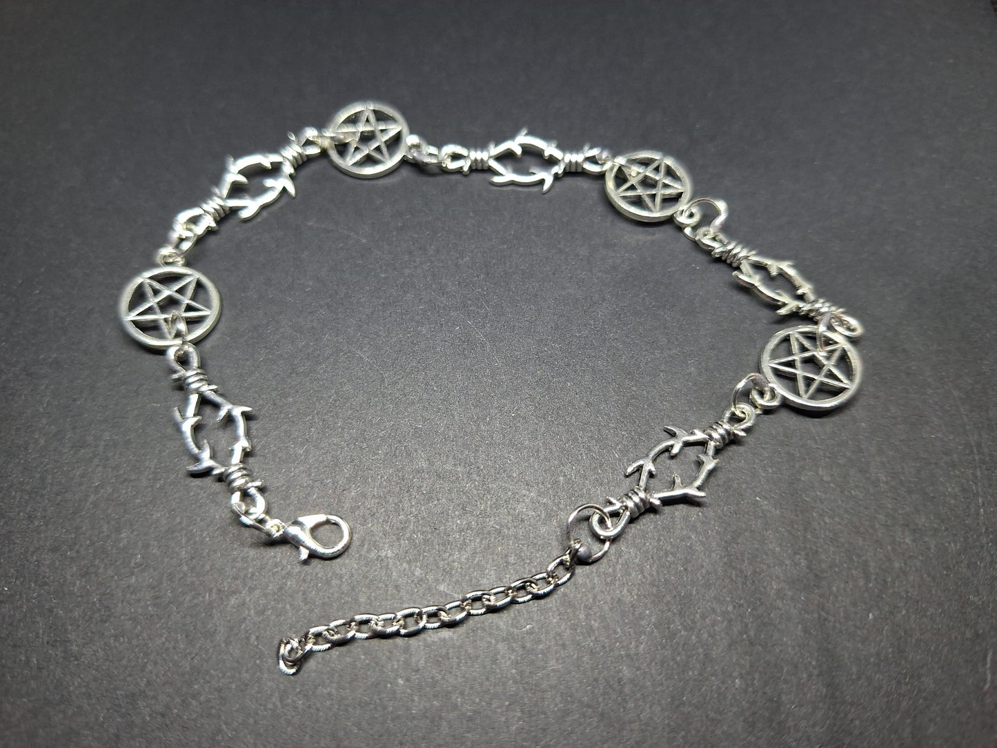 Bracelet , Pentagram and thorn detail , Occult / Ritual Jewelry :goth witch witchy
