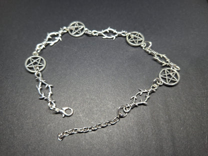 Bracelet , Pentagram and thorn detail , Occult / Ritual Jewelry :goth witch witchy