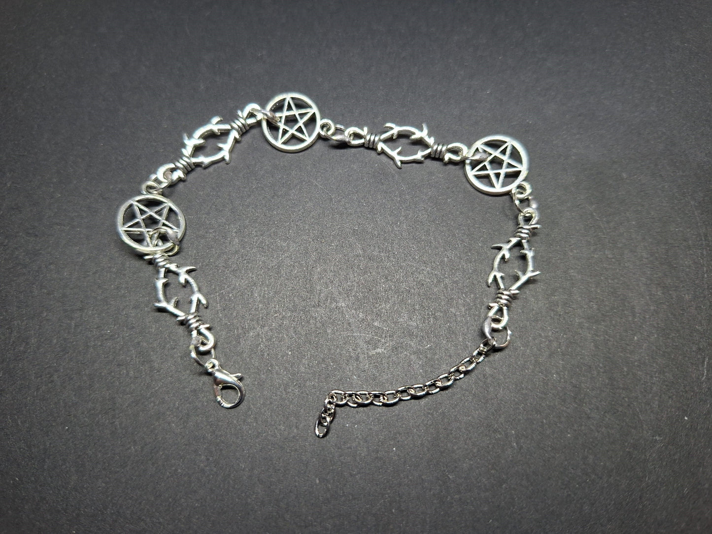 Bracelet , Pentagram and thorn detail , Occult / Ritual Jewelry :goth witch witchy