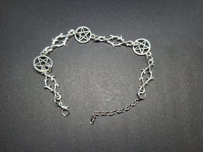 Bracelet , Pentagram and thorn detail , Occult / Ritual Jewelry :goth witch witchy