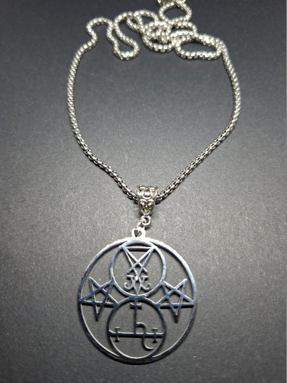Sigil of Lucifer & Lilith Double Seal Pendant Necklace Occult Protection Amulet :Satanic Witchy