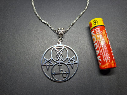 Sigil of Lucifer & Lilith Double Seal Pendant Necklace Occult Protection Amulet :Satanic Witchy