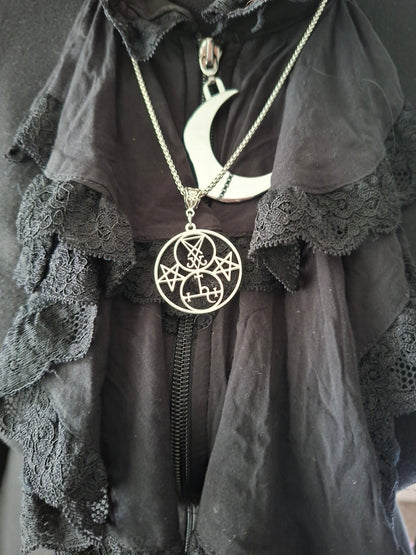 Sigil of Lucifer & Lilith Double Seal Pendant Necklace Occult Protection Amulet :Satanic Witchy