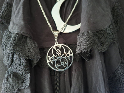 Sigil of Lucifer & Lilith Double Seal Pendant Necklace Occult Protection Amulet :Satanic Witchy
