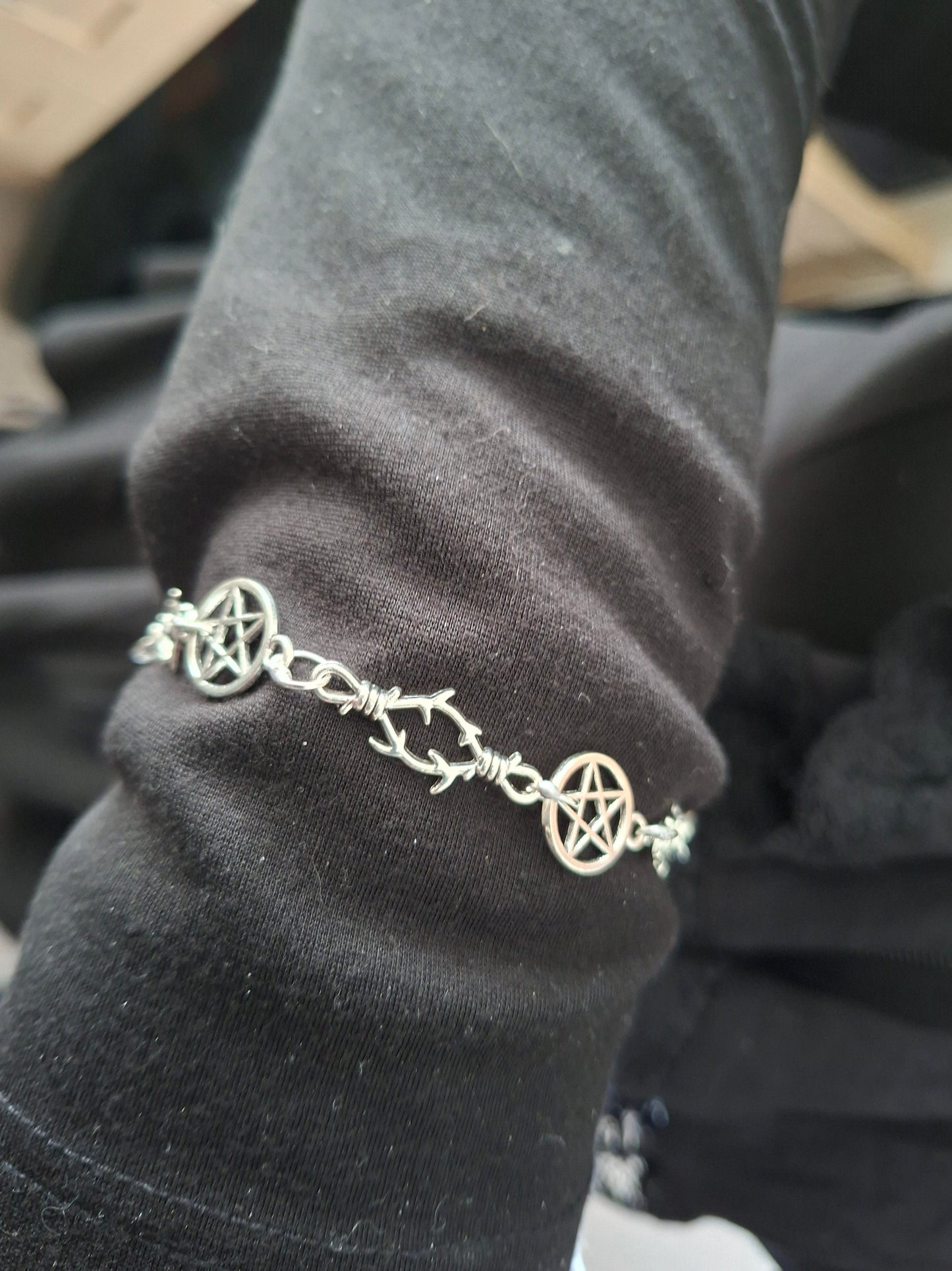 Bracelet , Pentagram and thorn detail , Occult / Ritual Jewelry :goth witch witchy