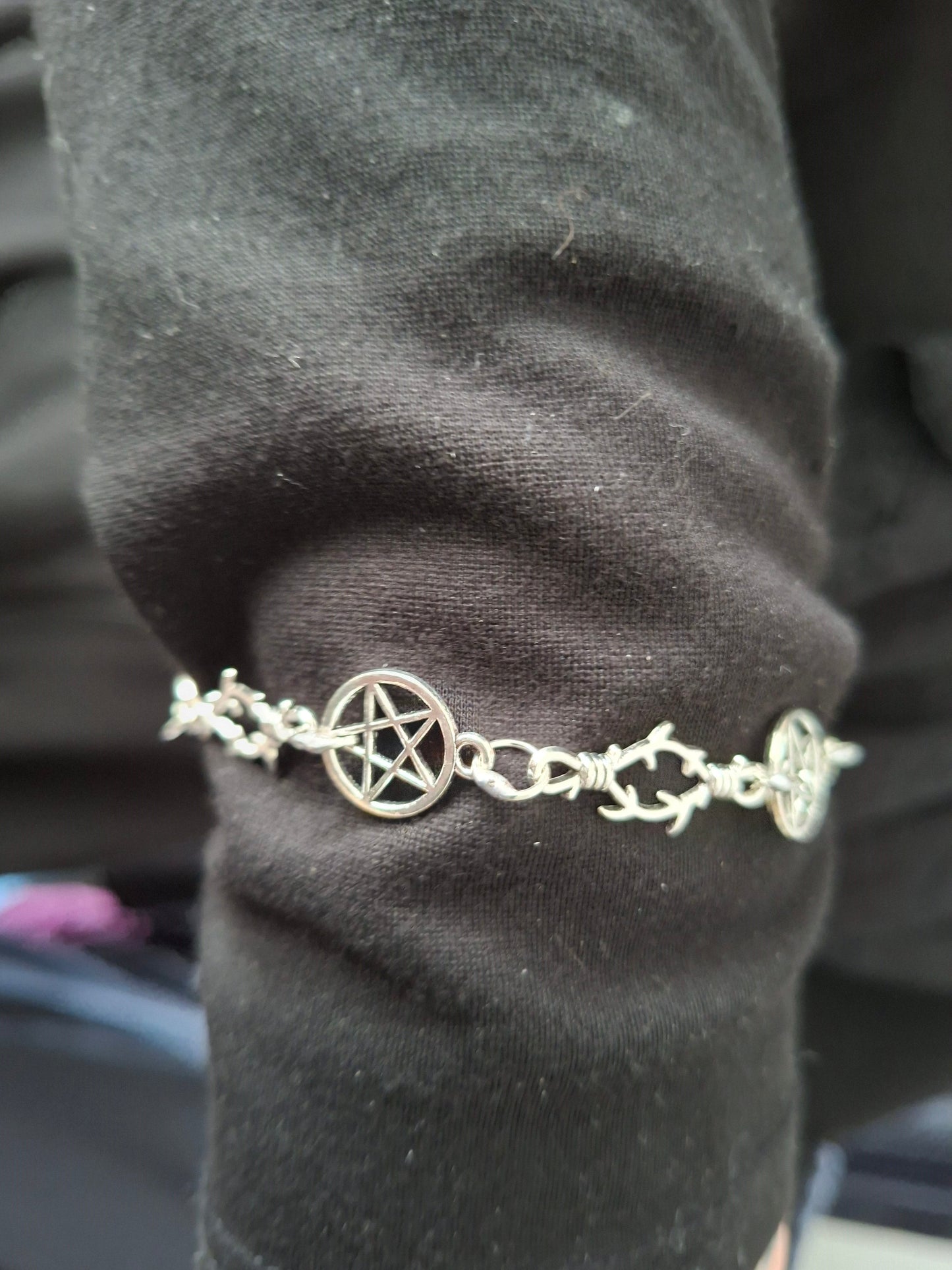 Bracelet , Pentagram and thorn detail , Occult / Ritual Jewelry :goth witch witchy