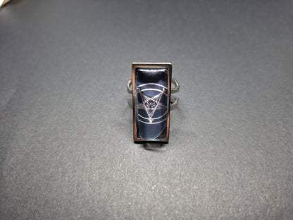 Satanic SIgil/Symbol, Rectangle adjustable Rings : Witchy Goth Occult Jewelry