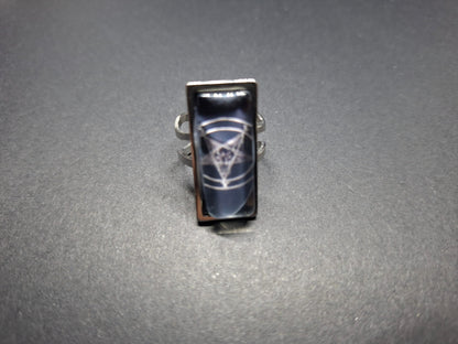 Satanic SIgil/Symbol, Rectangle adjustable Rings : Witchy Goth Occult Jewelry