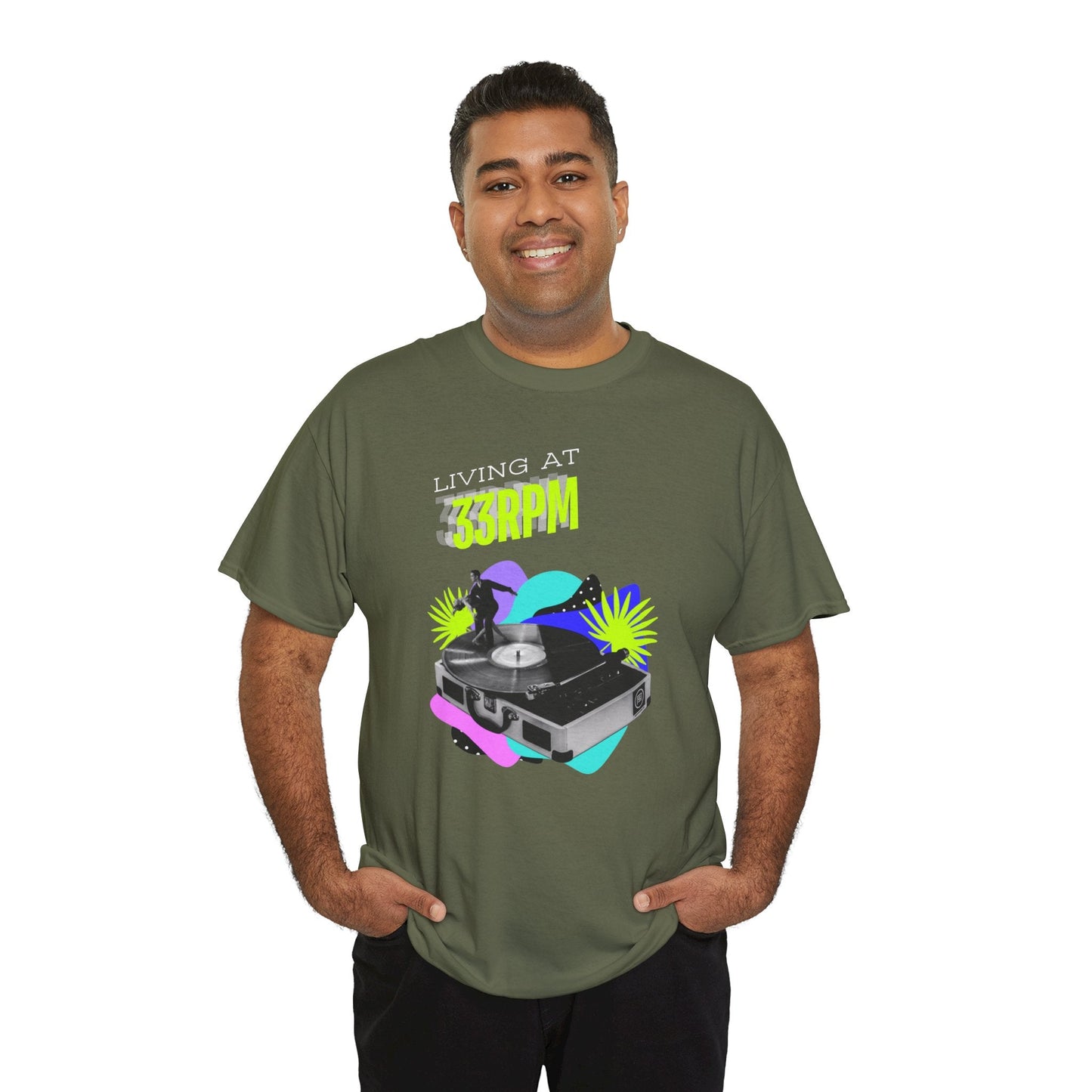 'Living at 33rpm' Flouro Men's T-Shirt