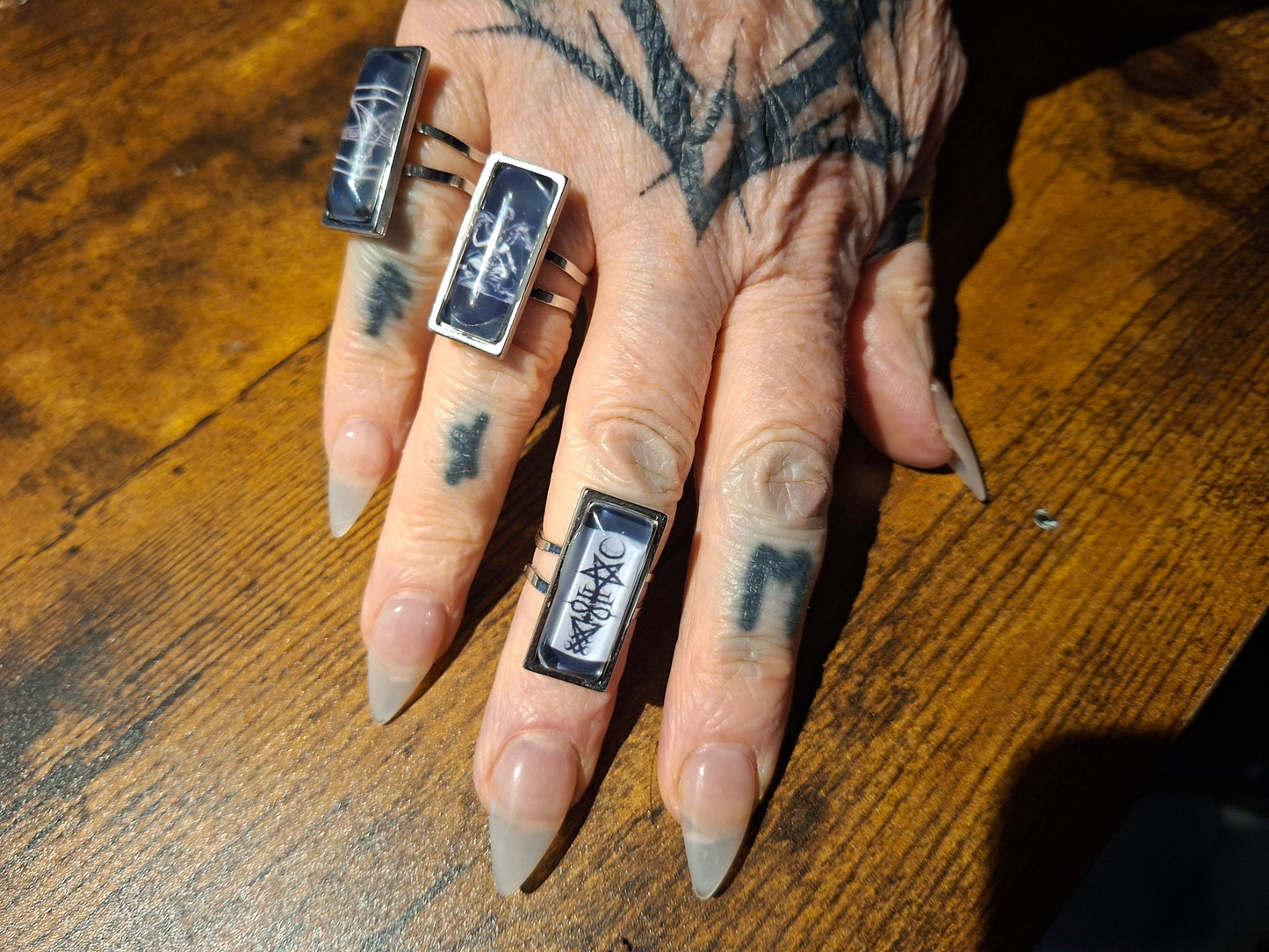 Satanic SIgil/Symbol, Rectangle adjustable Rings : Witchy Goth Occult Jewelry