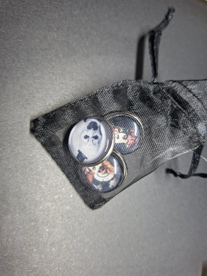 Set of 3 Pin badges inspired by "Art" the clown from Terrifier