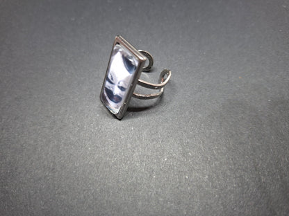 Round & Rectangle adjustable Rings inspired by "Art" the clown from Terrifier