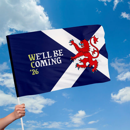 Scotland - We'll Be Coming Lion Flag with Sleeve - WC26 - 4 Sizes!