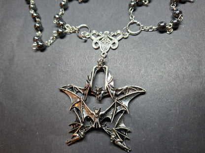 Goth Gothic Witchy Vampire "Bat Pentagram" romantic double layer rosary