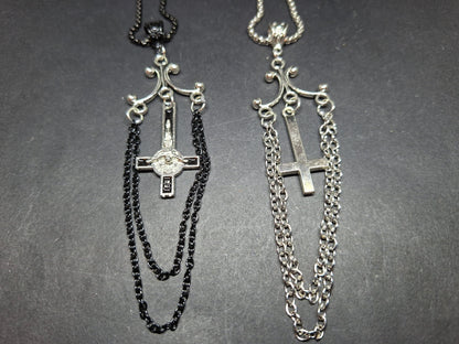 Goth Gothic Witchy witch witchcraft killstar Occult satanic "Inverted Crucifix" chandelier necklace