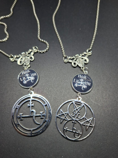 Nouveau style necklace with"Hail Lilith with sigil details :goth witchy killstar satanic