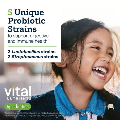 Hyperbiotics Vital Nutrients Pro Kids Probiotic ENT – Strawberry-Vanilla Sugar-Free