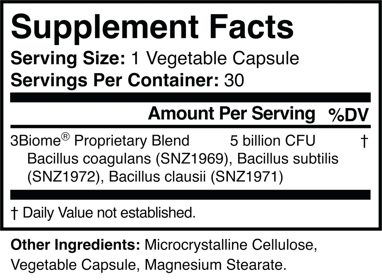 3Biome - Natural Probiotic Supplement - Non-GMO, Vegan, Gluten-Free | 30 Vegetable Capsules