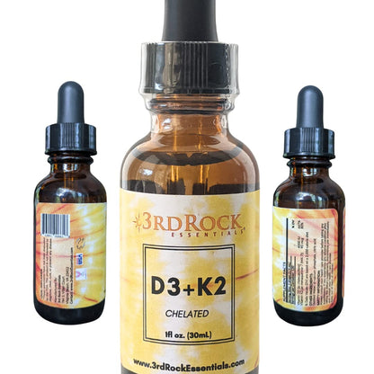 3rd Rock Essentials D3 K2 Liquid Drops – Chelated Vitamin D3 K2, Vegan, Gluten Free | 1 Fl Oz