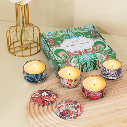 4 Pack Scented Candles Gifts for Women – 10oz Soy Wax, 100 Hours Aromatherapy Set