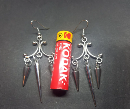 Oddity Curiosity Goth Gothic Witchy Killstar "Chandelier" three spiked earrings