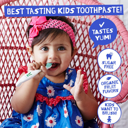 Jack N' Jill Fluoride-Free Baby Toothpaste – 40% Xylitol, Strawberry & Blueberry (Pack of 4)