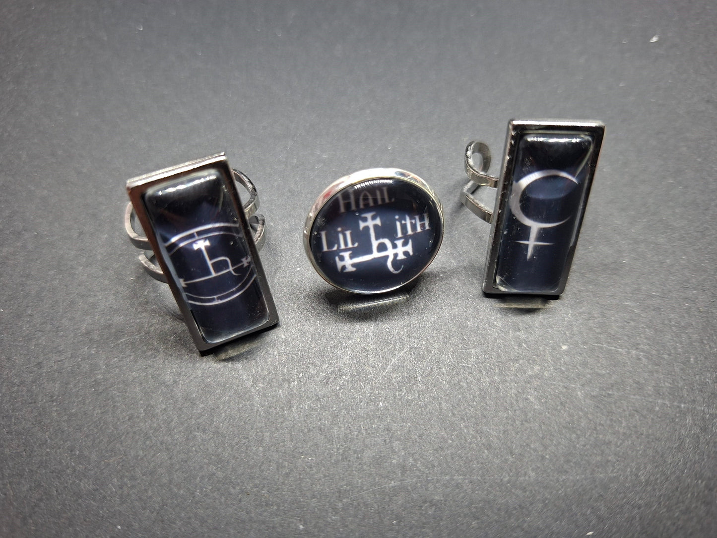 fully adjustable ring "Lilith" inspired set :Goth Gothic Witchy Occult Witch Ritual Jewelry