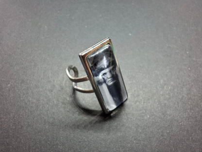 Rectangle adjustable Rings,aleister crowley thelema : occult goth witchy ritual jewelry