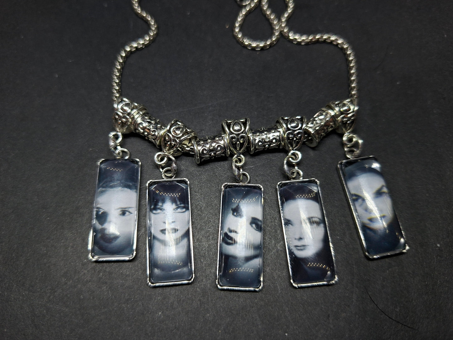 Oddity Curiosity goth gothic witchy Killstar "Gothic bride " Necklace with retangle images