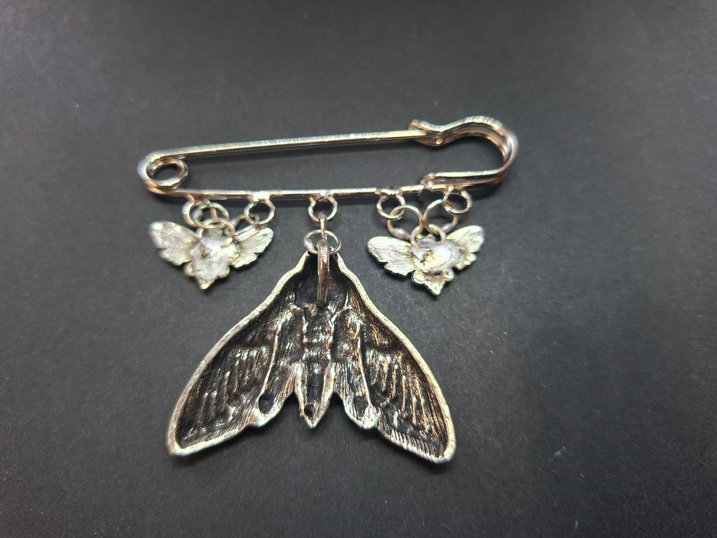 Kilt pin brooch ,3 Death head moths :goth witchy pagan witch accessory