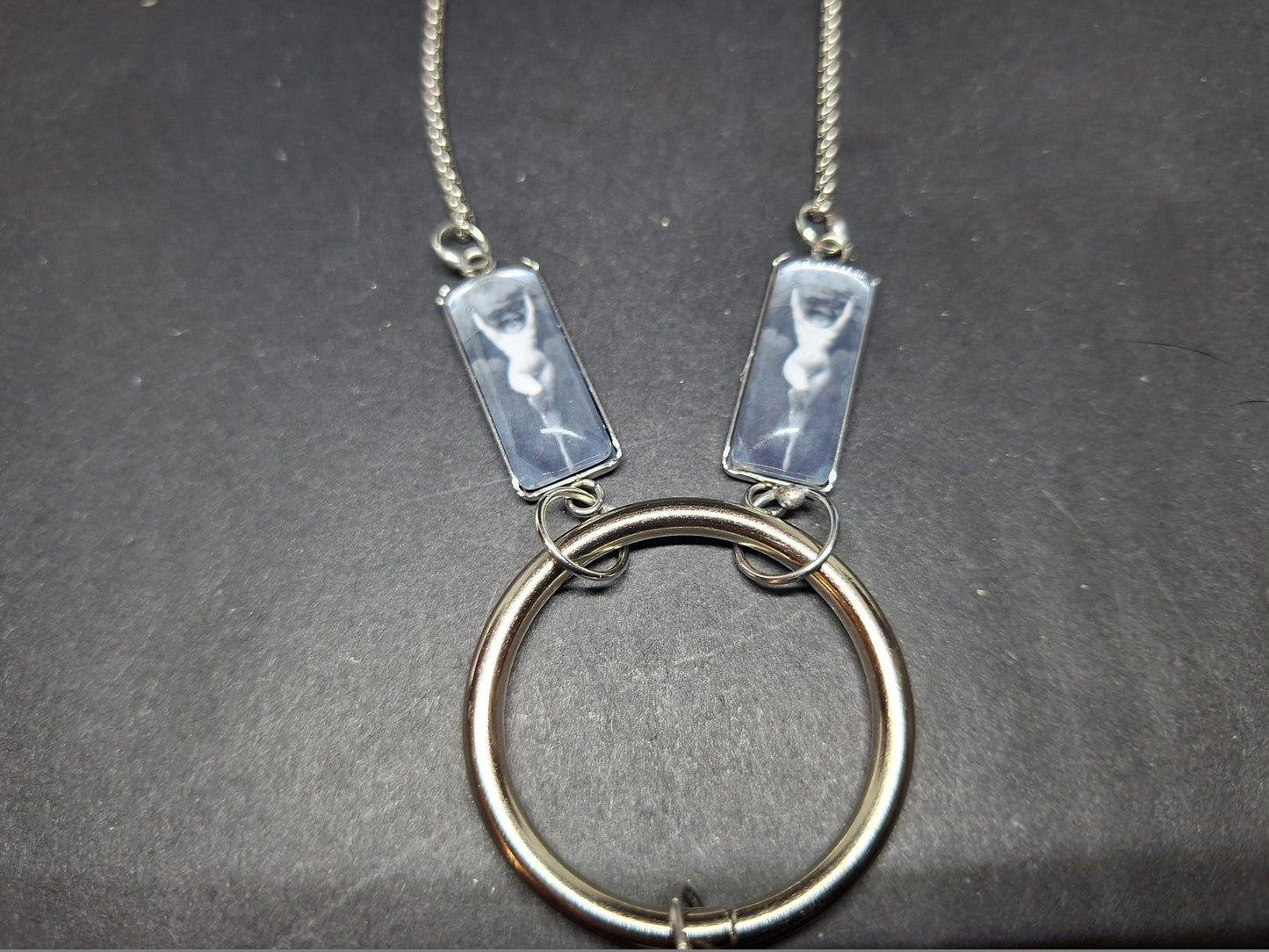 Goth Witchy Witch ,Succubus images and LARGE Stainless Steel Sigil of Lilith O ring necklace