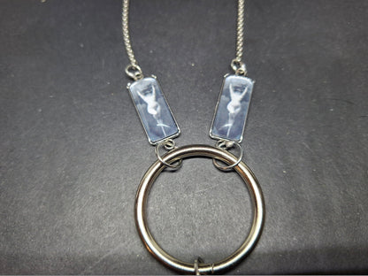 Goth Witchy Witch ,Succubus images and LARGE Stainless Steel Sigil of Lilith O ring necklace