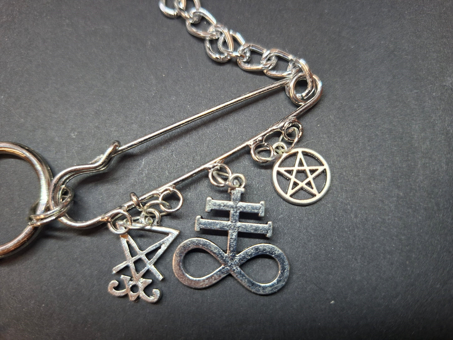Kilt pin necklace ,Baphomet cross,satanic trinity :Gothic witchy satanic aesthetic