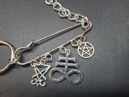 Kilt pin necklace ,Baphomet cross,satanic trinity :Gothic witchy satanic aesthetic