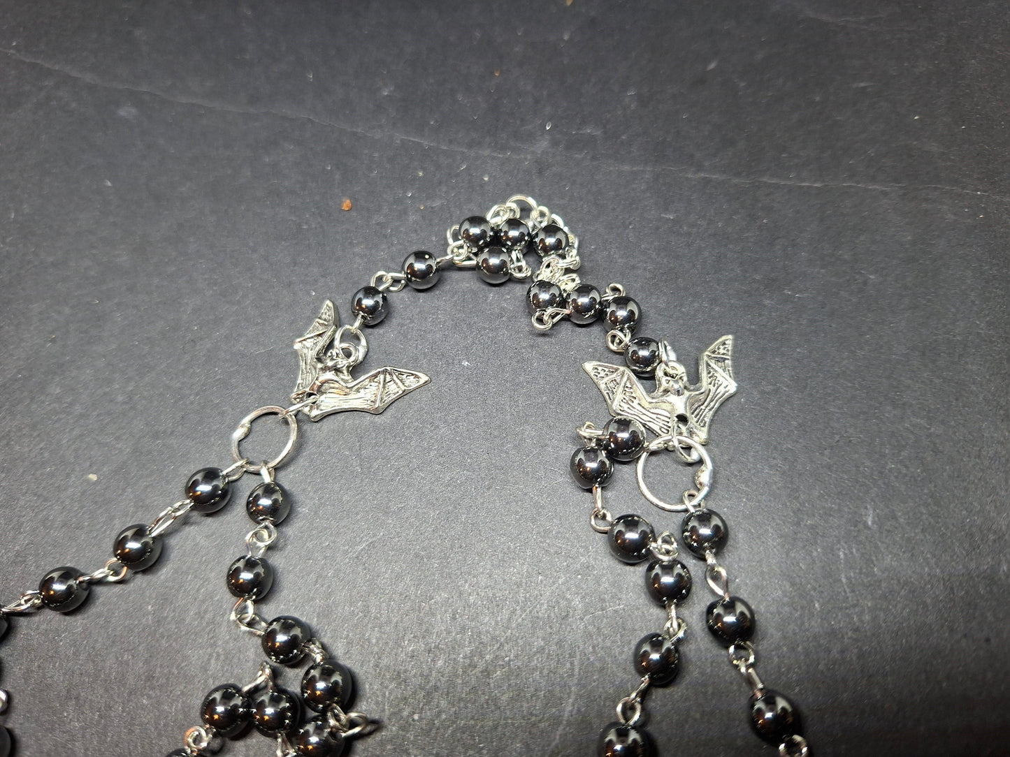Goth Gothic Witchy Vampire "Bat Pentagram" romantic double layer rosary