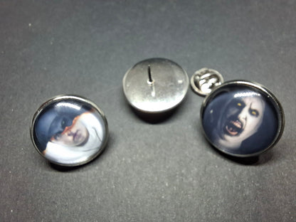 Set of 3 Snap Back Pin Badges ,The Conjuring inspired "Nun"