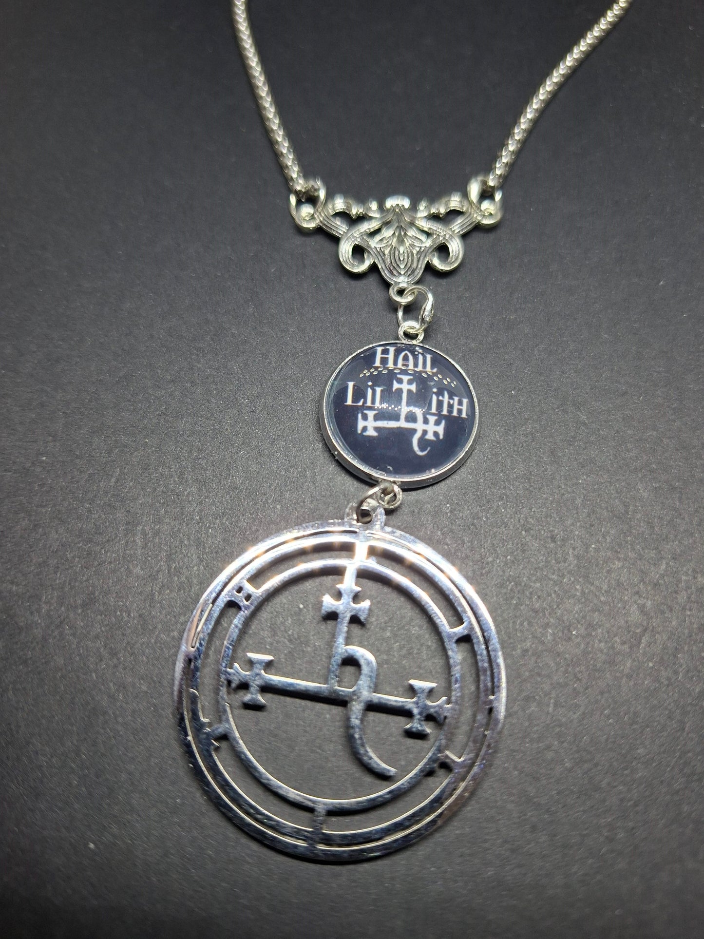 Nouveau style necklace with"Hail Lilith with sigil details :goth witchy killstar satanic