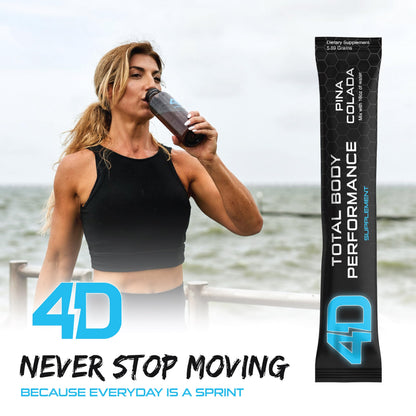 4D Total Body Supplements - Pina Colada 5 Unit Drink Mixes - Electrolytes, Aminos, Vitamins & Energy Powder Packets - Zero Calories & Sugars - Gluten Free, Non-GMO, Keto & Vegan Friendly