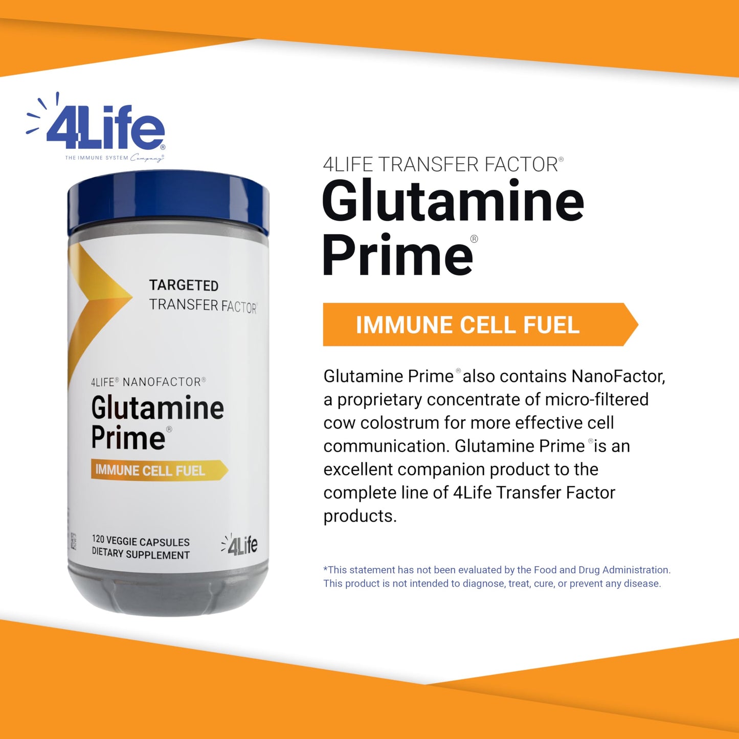 4Life Glutamine Prime - Immune Support with NanoFactor | 120 Veggie Capsules