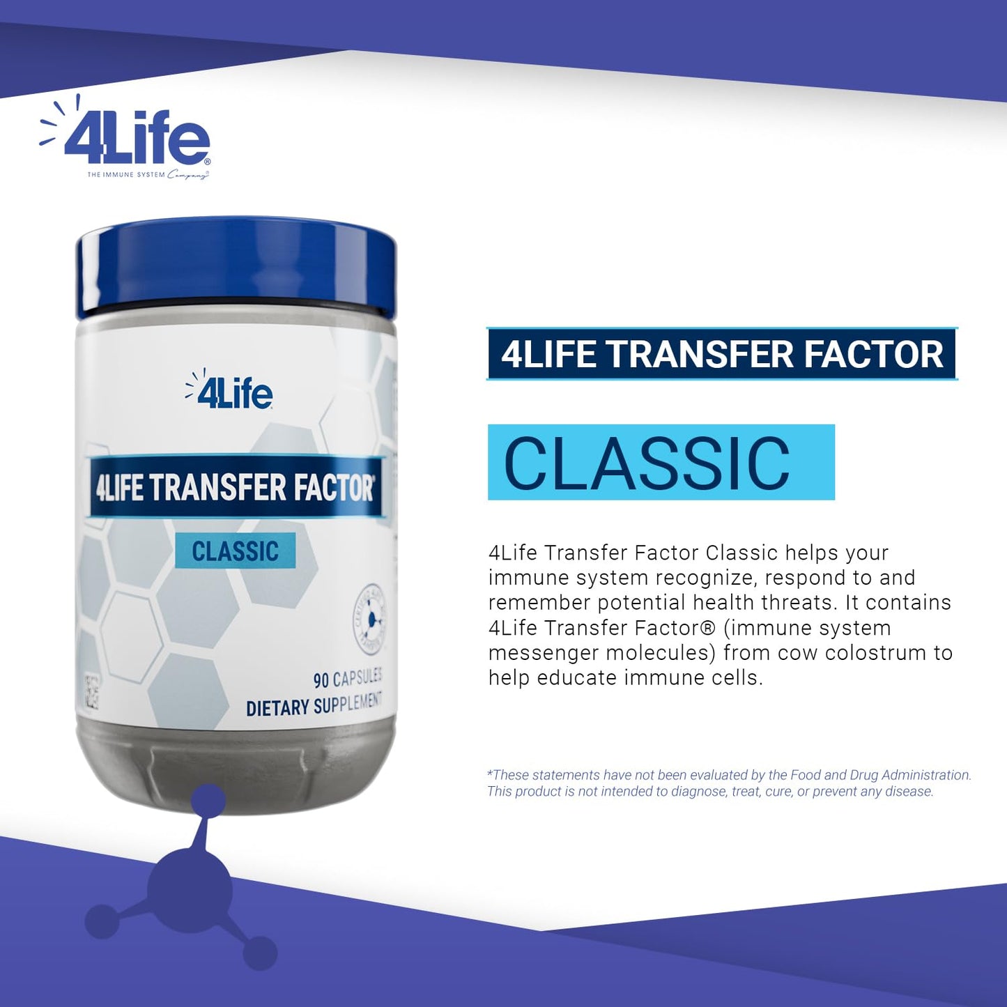 4Life Transfer Factor Classic with Cow Colostrum — Immune Support for Ages 2+ | 60 Veggie Capsules