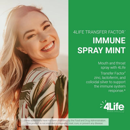 4Life Transfer Factor Immune Spray - Mint Flavor, Zinc & Marshmallow Root, 1.7 oz