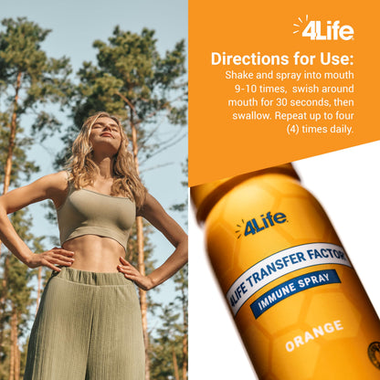 4Life Transfer Factor Immune Spray – Zinc, Marshmallow Root & Colloidal Silver – Orange 1.7 oz