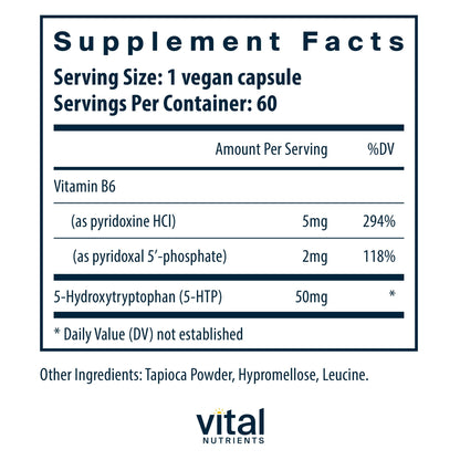 Vital Nutrients 5-HTP 50mg (5-HTP) – Vegan Serotonin Support • Sleep & Stress • 60 Capsules