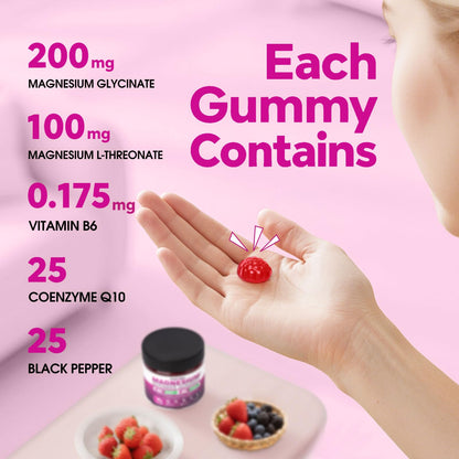 5-in-1 Magnesium Glycinate Gummies - 1400mg Complex, 120 Gummies | Organic, Non-GMO, Third-Party Tested