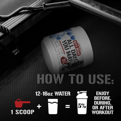 5% Nutrition Rich Piana AllDayYouMay BCAA Powder – Intra & Post-Workout Aminos, Hydration, Endurance | Southern Sweet Tea 16.3 oz
