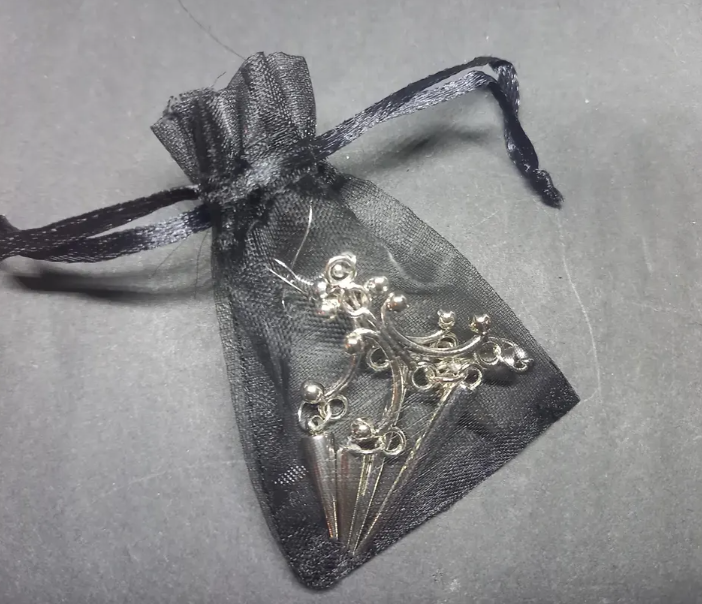 Oddity Curiosity Goth Gothic Witchy Killstar "Chandelier" three spiked earrings